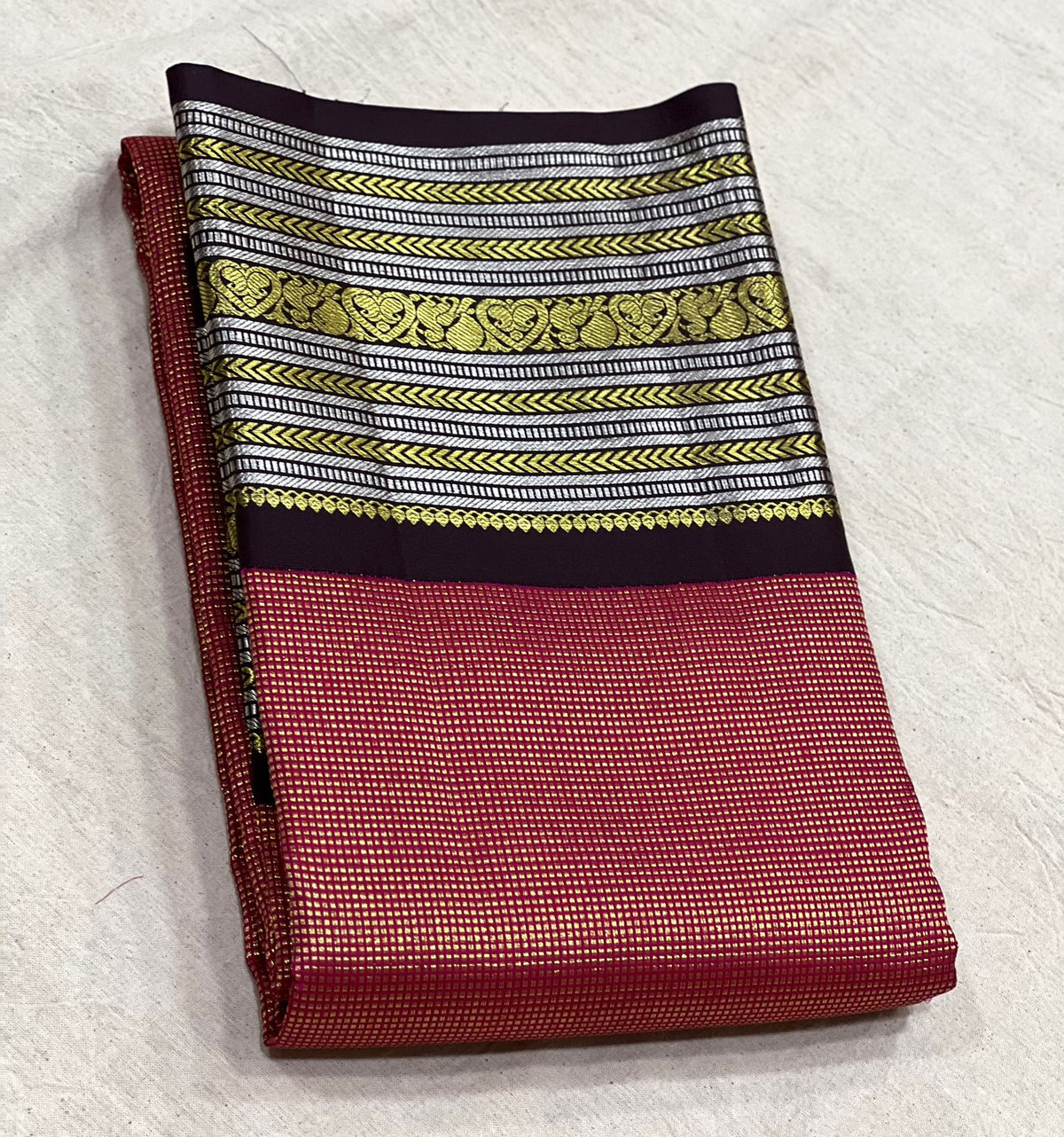 MAROONN /BROWN KANCHI SILK SAREE