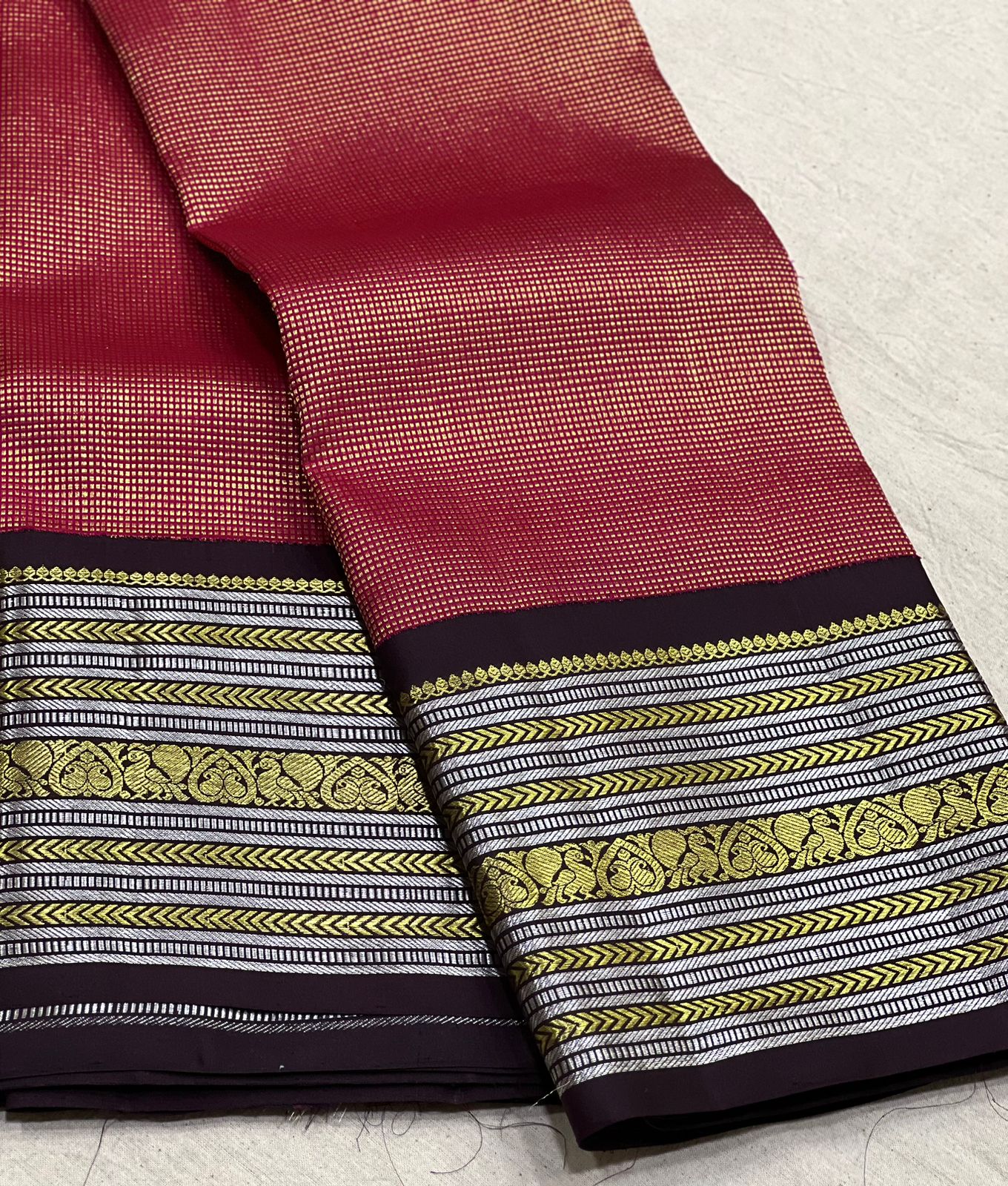 MAROONN /BROWN KANCHI SILK SAREE
