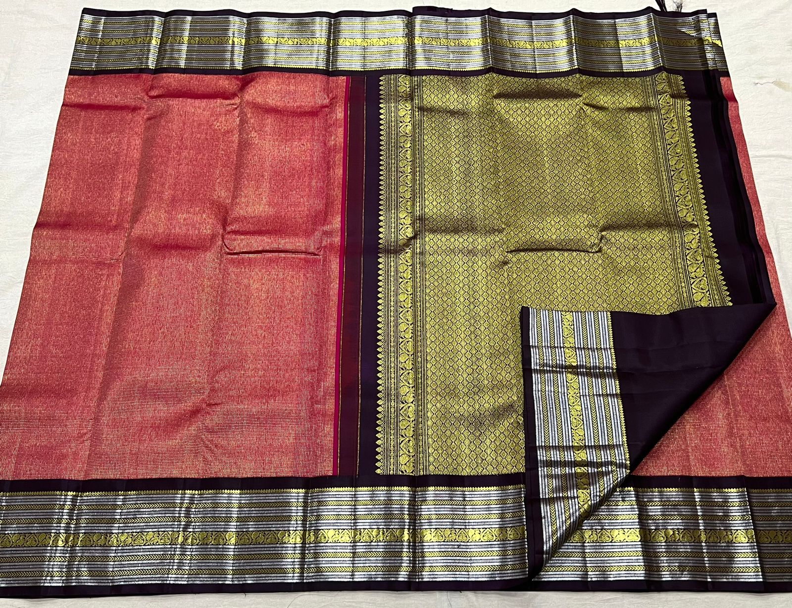 MAROONN /BROWN KANCHI SILK SAREE
