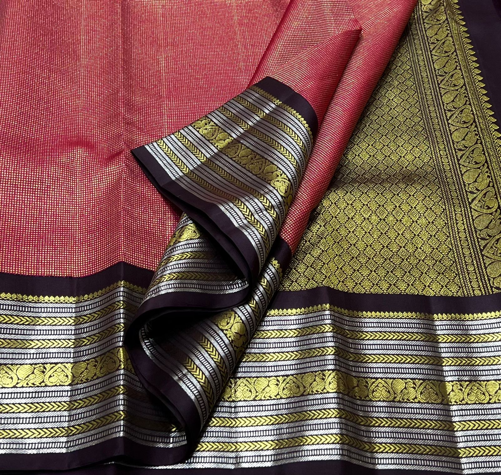 MAROONN /BROWN KANCHI SILK SAREE