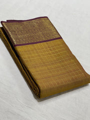 YELLOW/BROWN KANCHI SILK SAREE