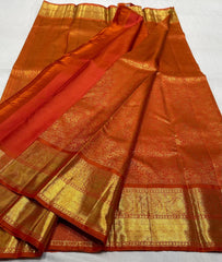 ORANGE/GOLD KANCHI SILK SAREE