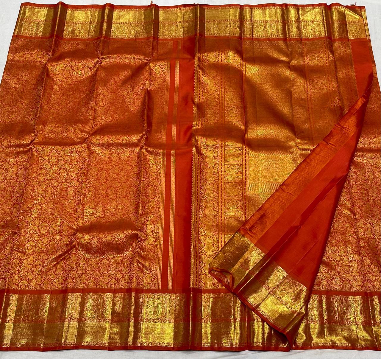 ORANGE/GOLD KANCHI SILK SAREE