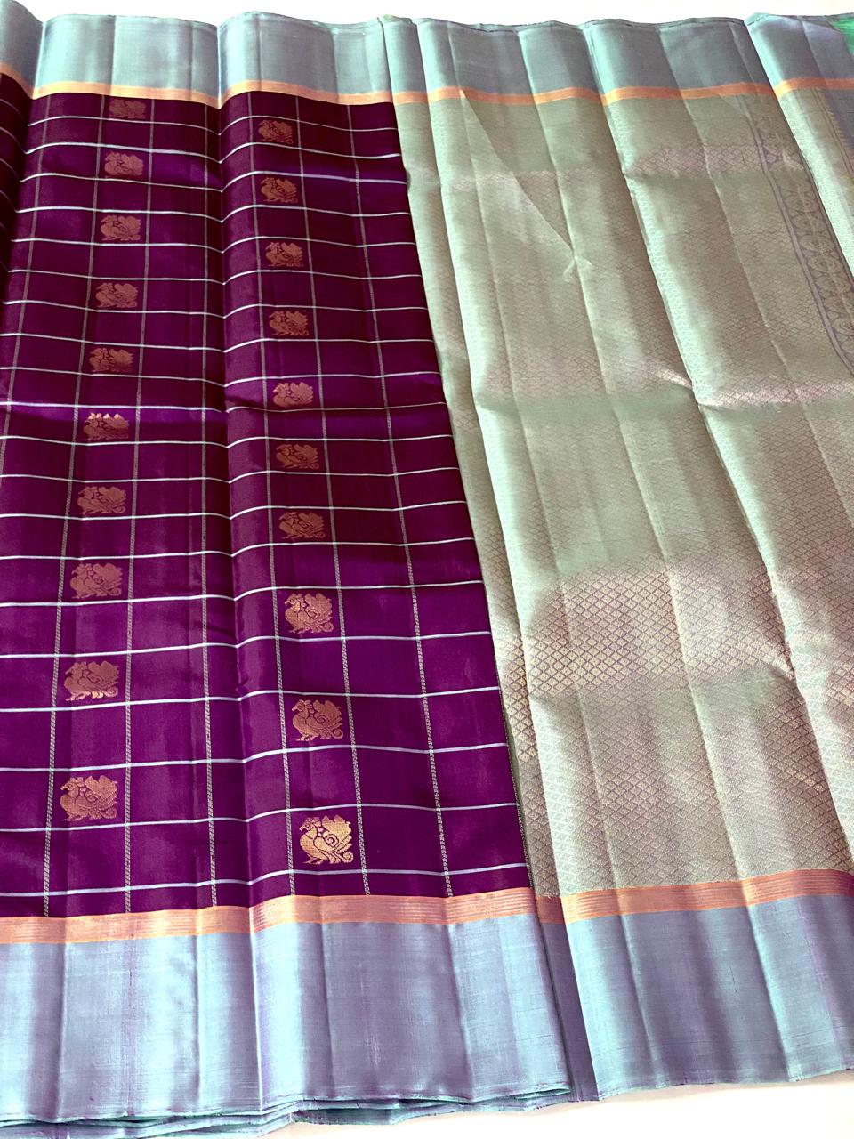 PURPLE SILVER KANCHI SAREES