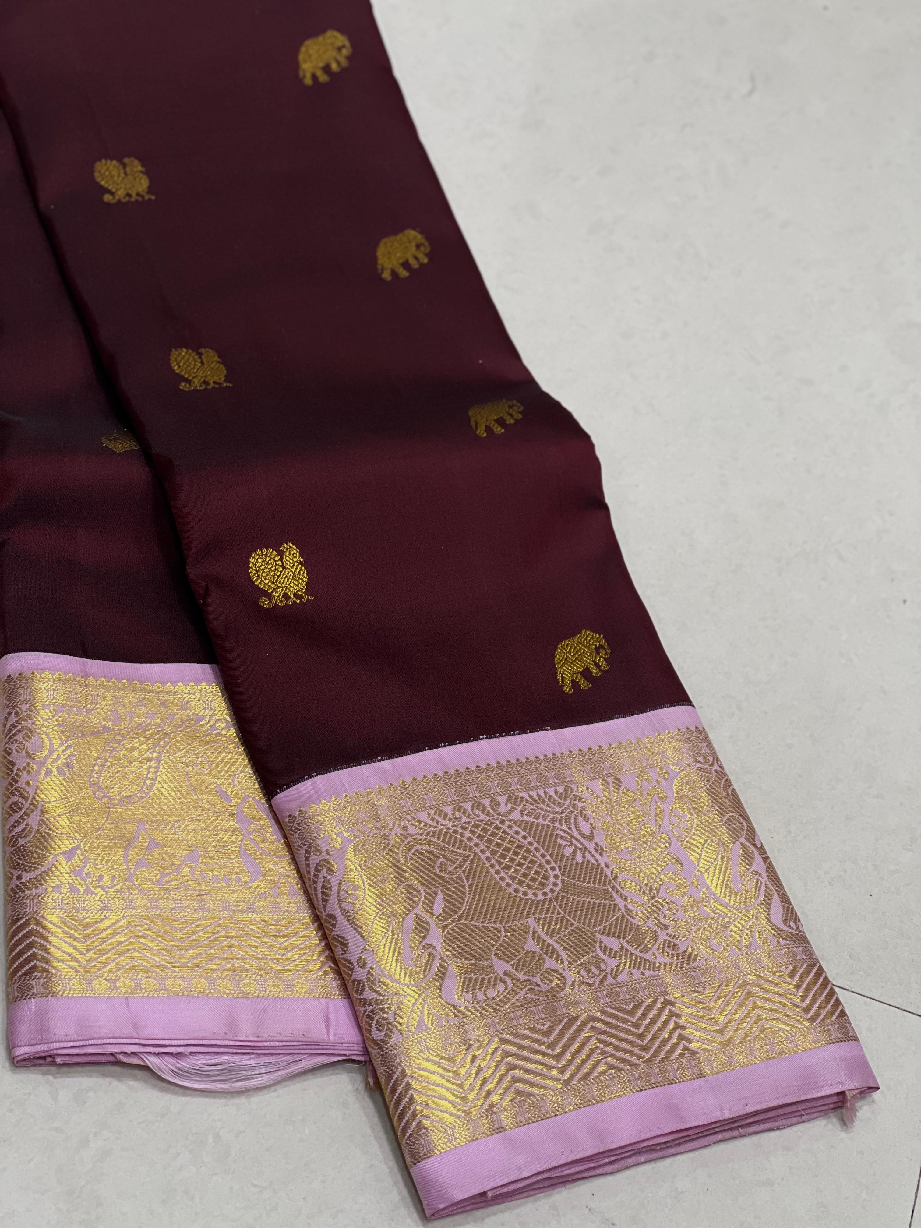PURPLE/PINK KANCHI SILK SAREE