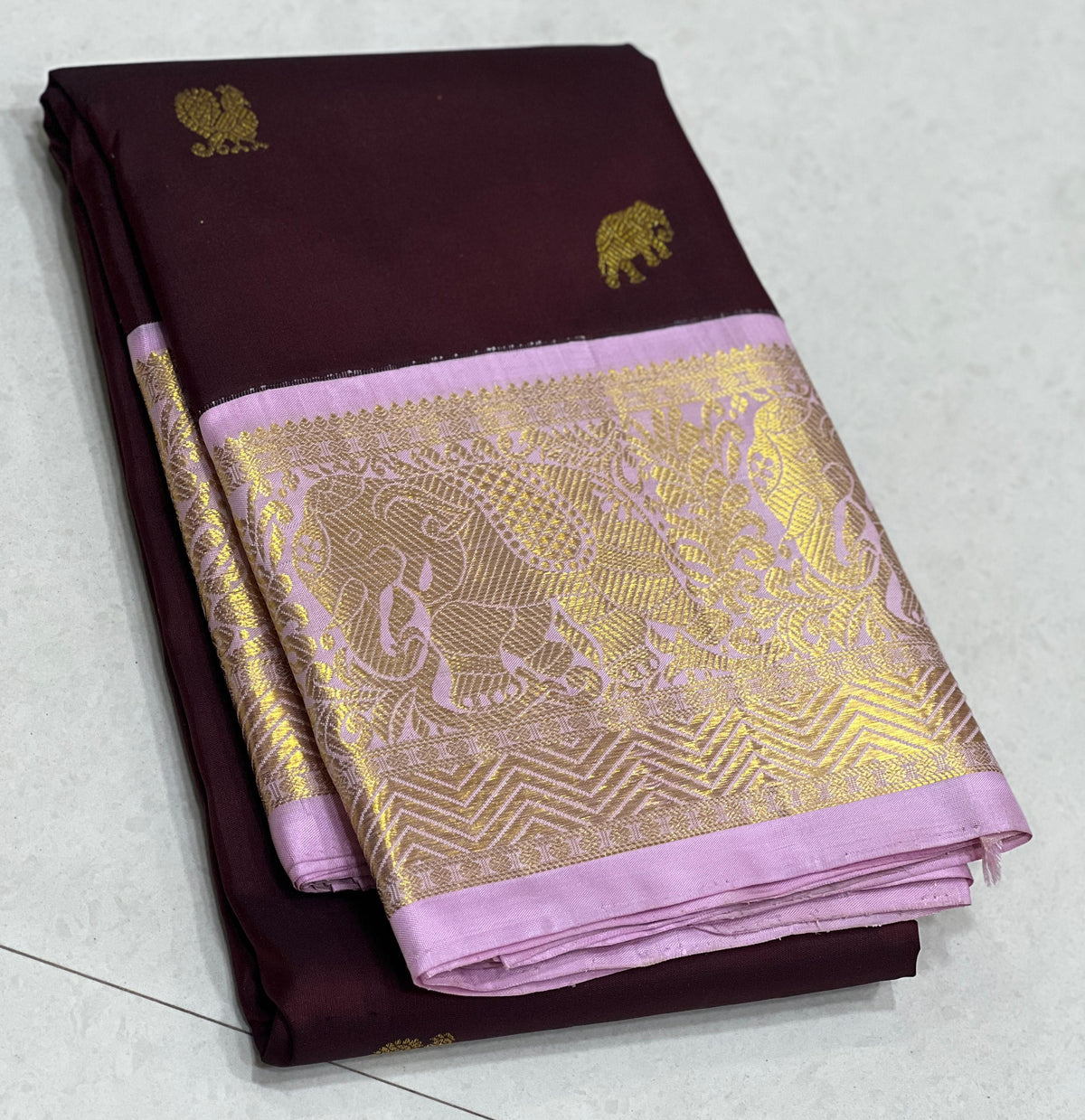 PURPLE/PINK KANCHI SILK SAREE