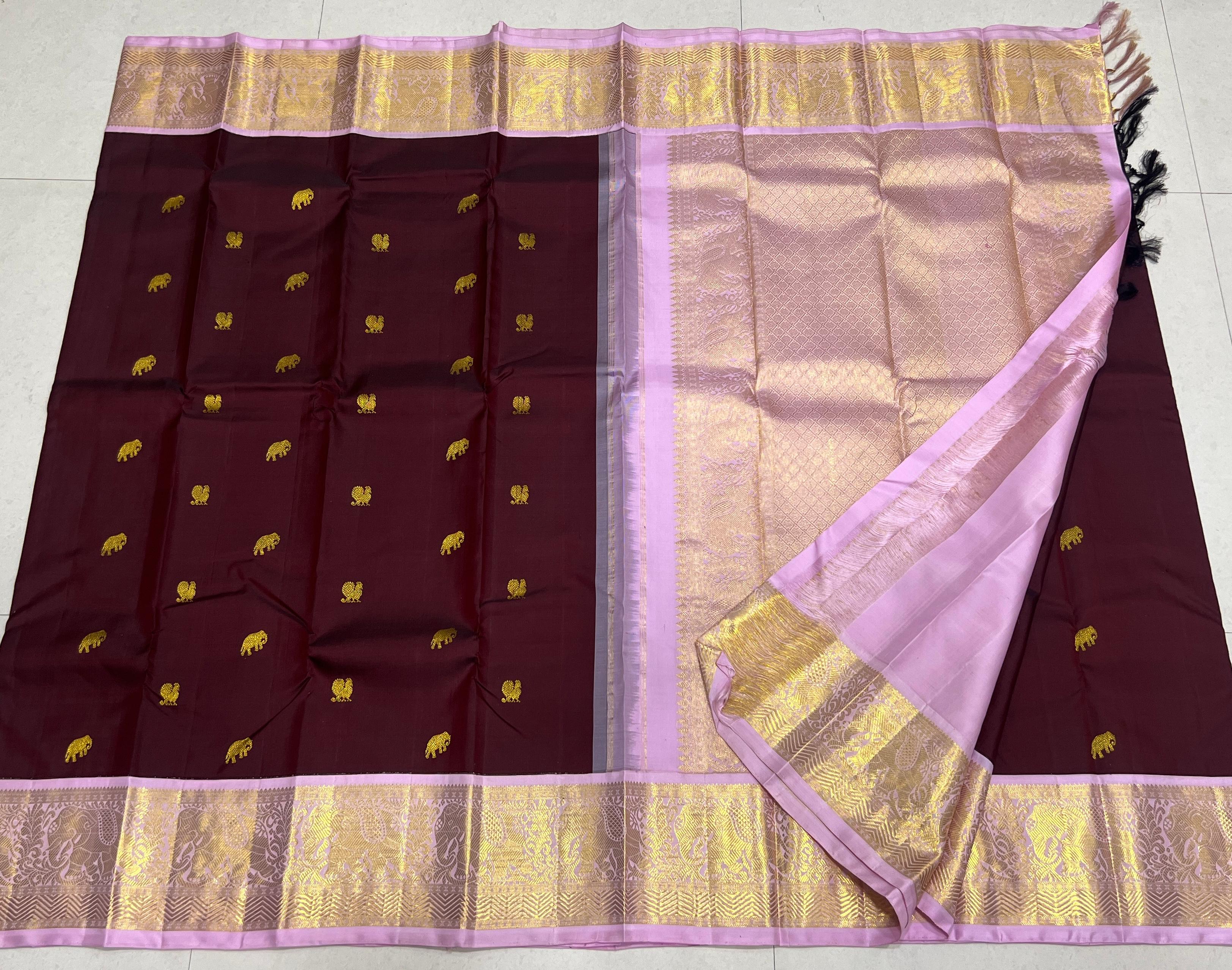 PURPLE/PINK KANCHI SILK SAREE