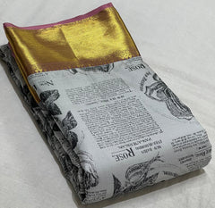 WHITEBLOCK/GOLD KANCHI SILK SAREE