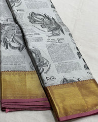WHITEBLOCK/GOLD KANCHI SILK SAREE