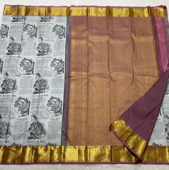WHITEBLOCK/GOLD KANCHI SILK SAREE