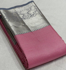 PINK/SILVER KANCHI SILK SAREE