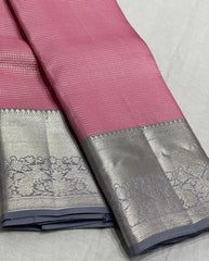 PINK/SILVER KANCHI SILK SAREE