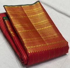 RED GREEN GOLD KANCHI SILK SAREE