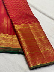 RED GREEN GOLD KANCHI SILK SAREE