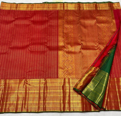 RED GREEN GOLD KANCHI SILK SAREE