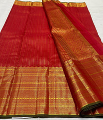 RED GREEN GOLD KANCHI SILK SAREE