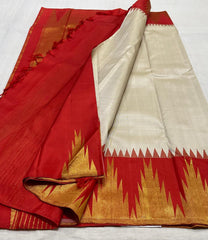 RED/WHITE TEMPLE  SILK SAREE