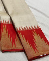 RED/WHITE TEMPLE  SILK SAREE