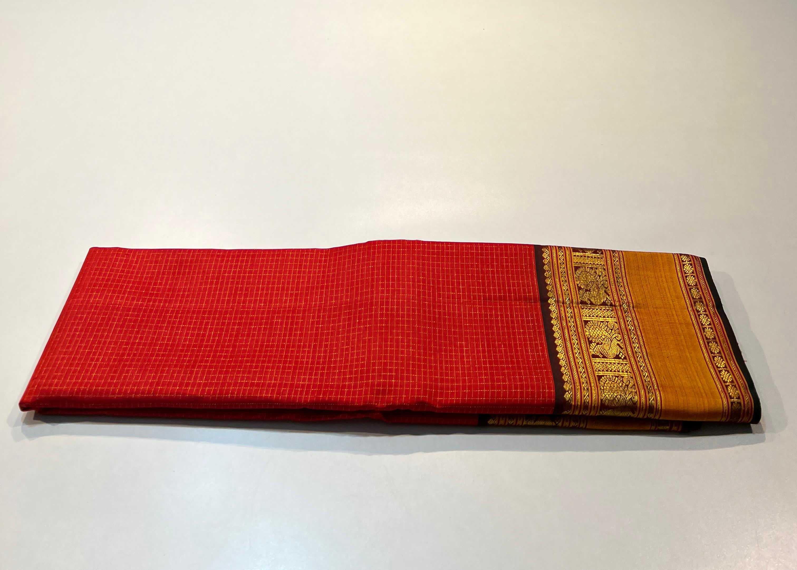 RED/BROWN KANCHI SILK SAREE