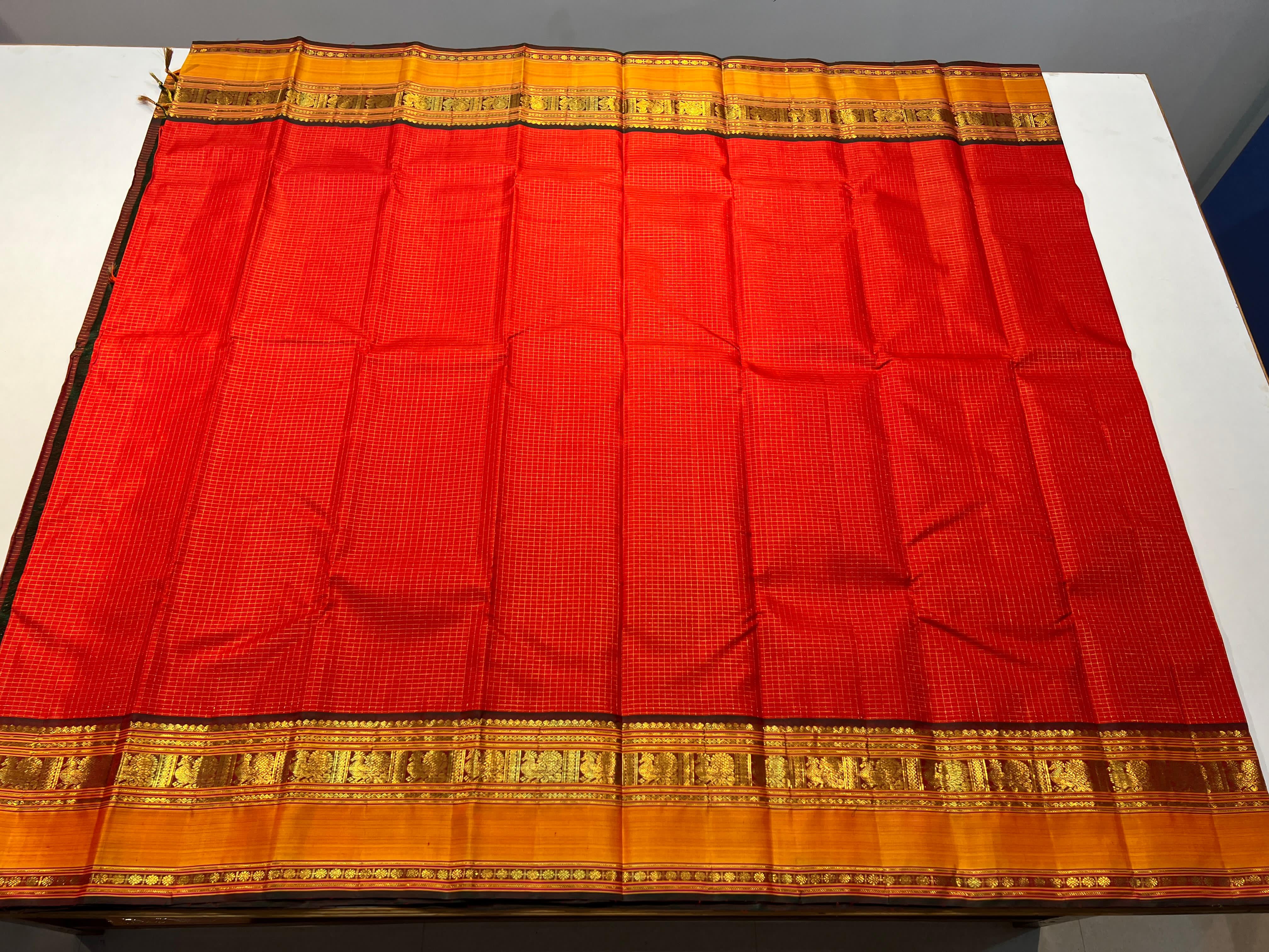 RED/BROWN KANCHI SILK SAREE