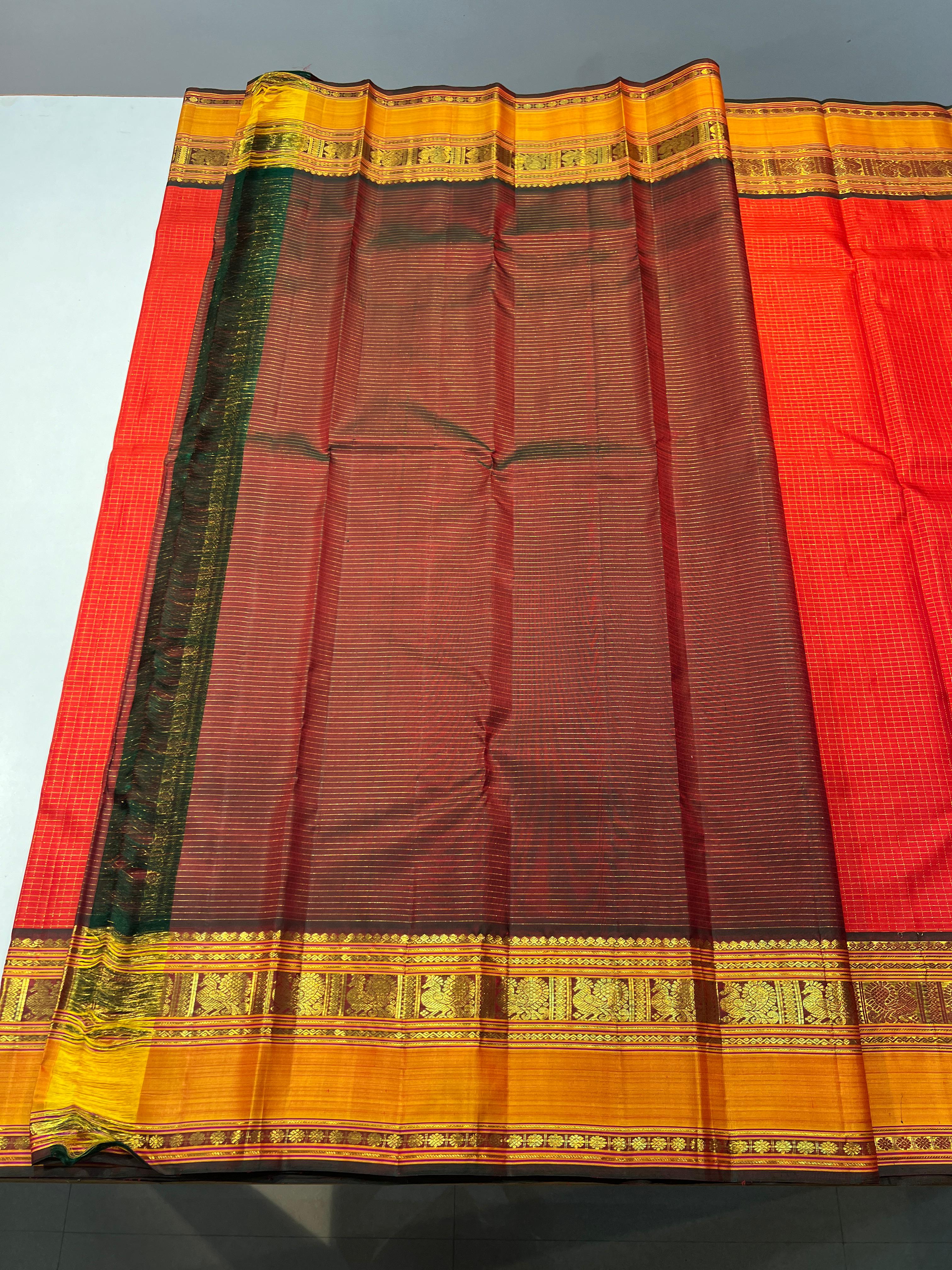 RED/BROWN KANCHI SILK SAREE