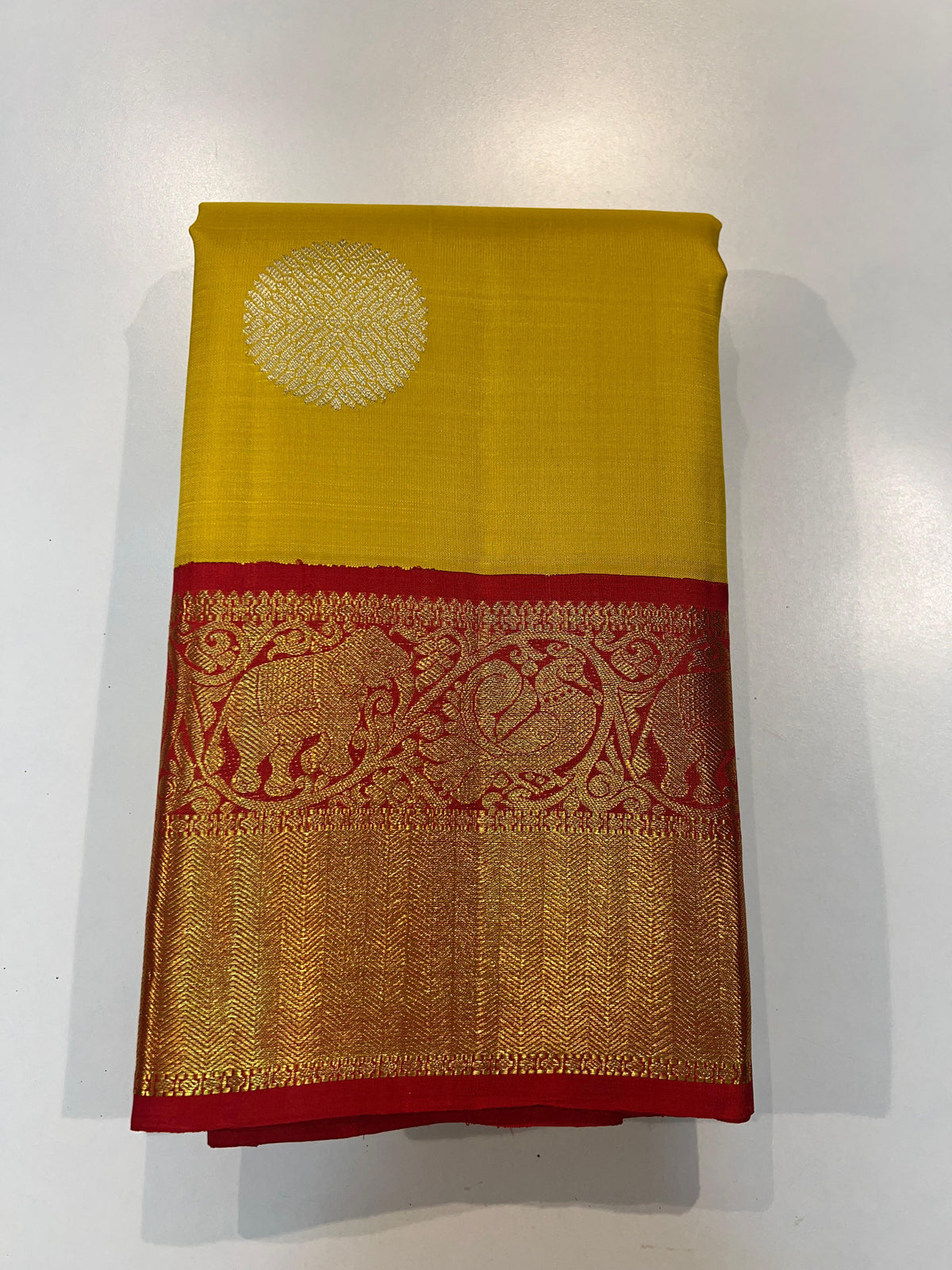 YELLOW/GOLD KANCHI SILK SAREE