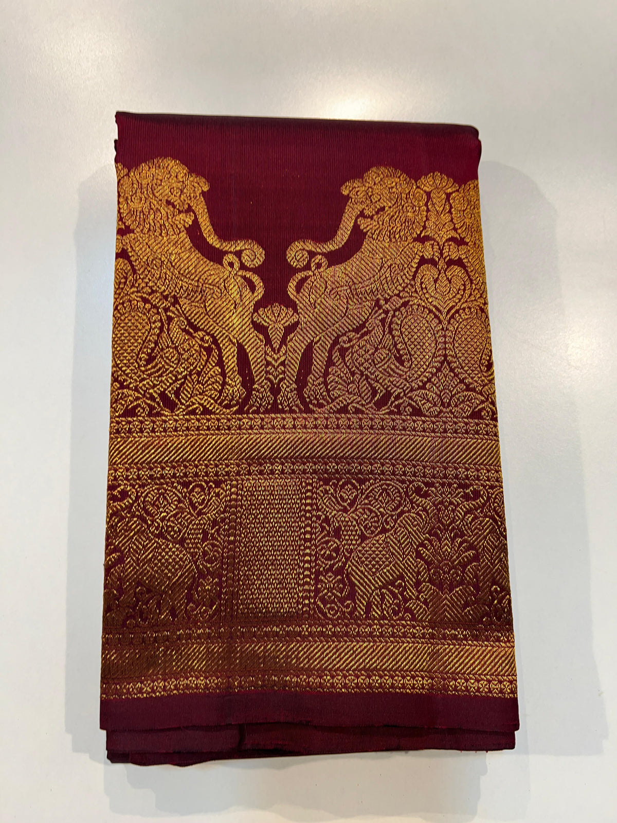 MAROON/GOLD KANCHI SILK SAREE