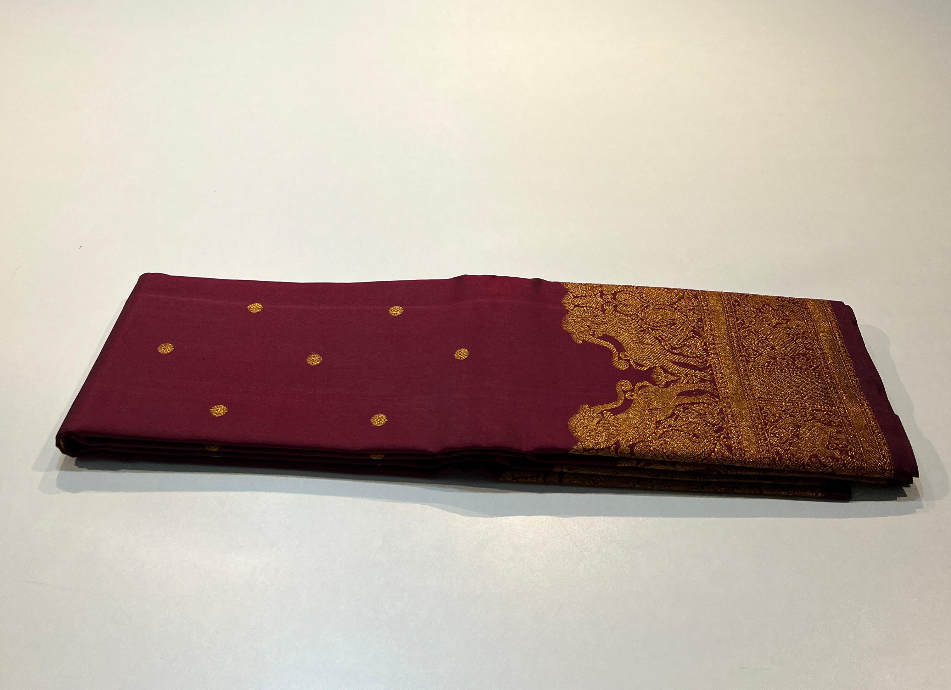 MAROON/GOLD KANCHI SILK SAREE