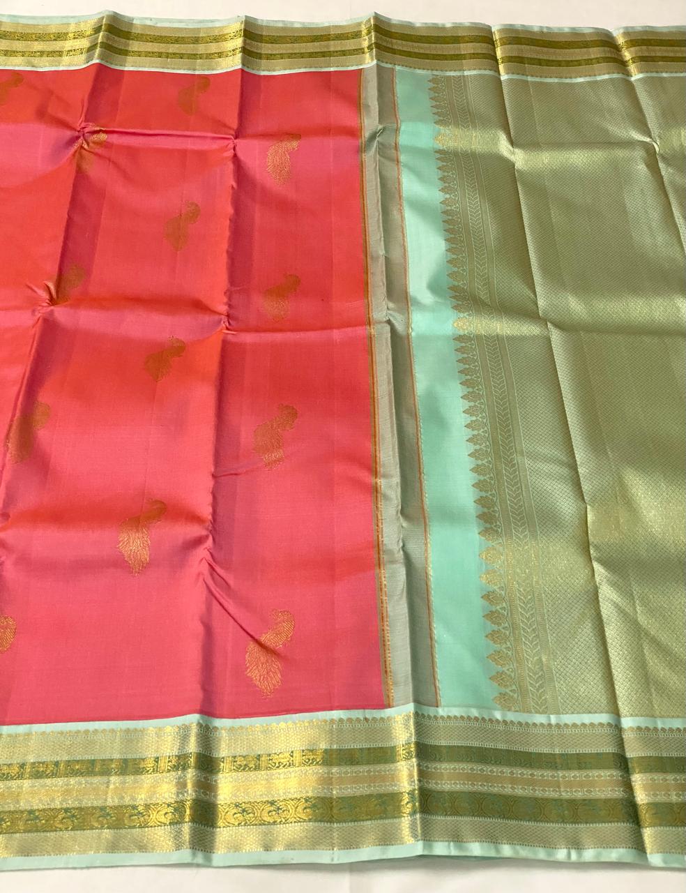 ONION GREEN KANCHI SILK SAREE