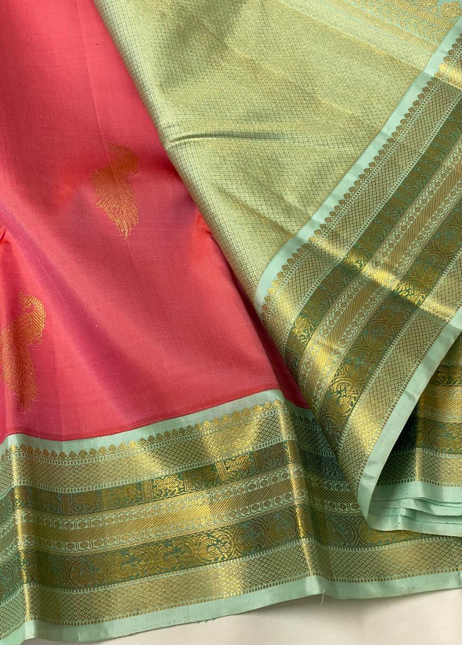 ONION GREEN KANCHI SILK SAREE