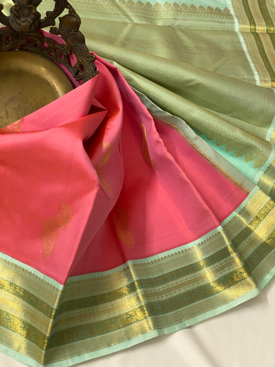 ONION GREEN KANCHI SILK SAREE