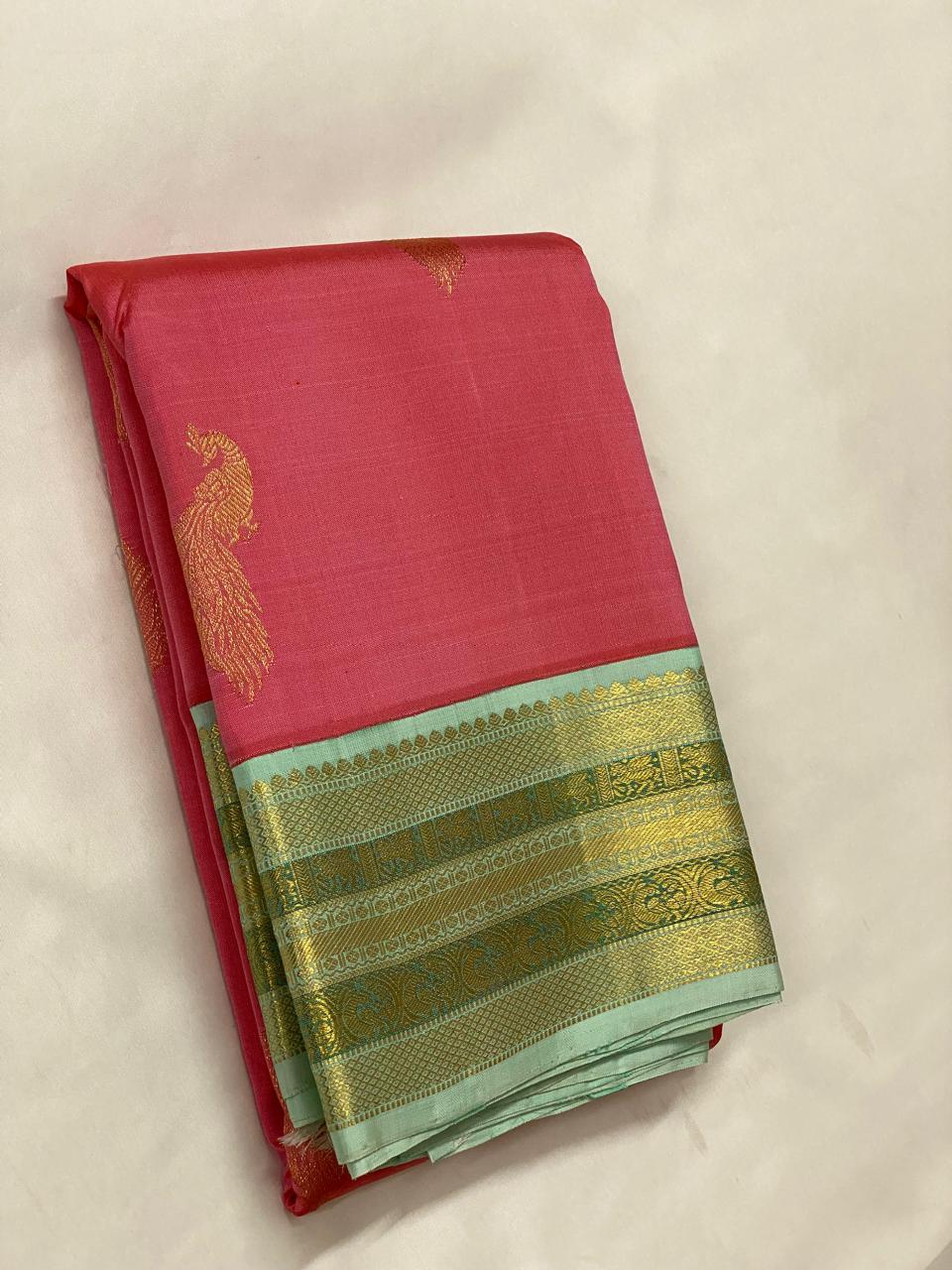 ONION GREEN KANCHI SILK SAREE
