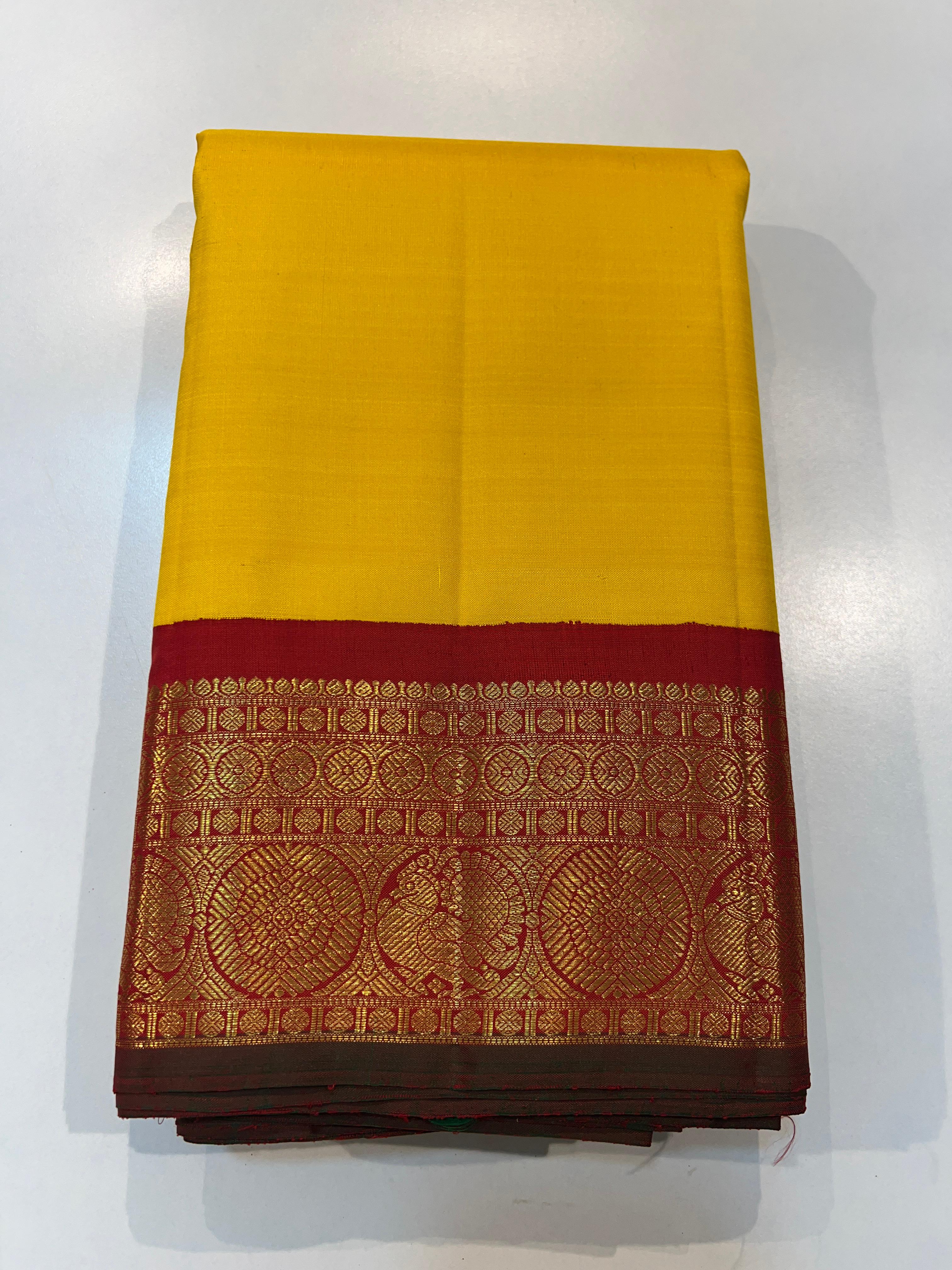 YELLOW/RED  KANCHI NSILK SAREE