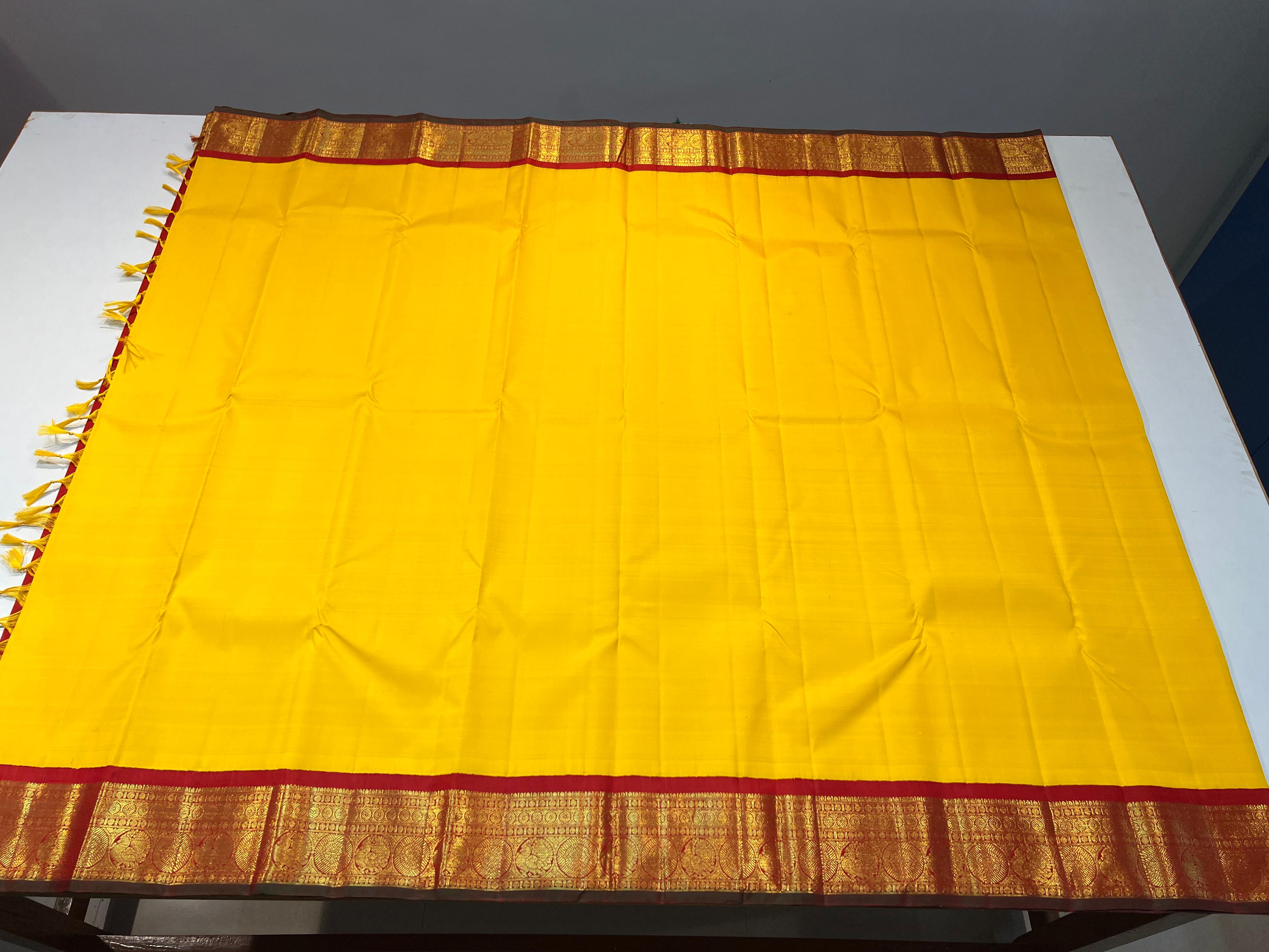 YELLOW/RED  KANCHI NSILK SAREE