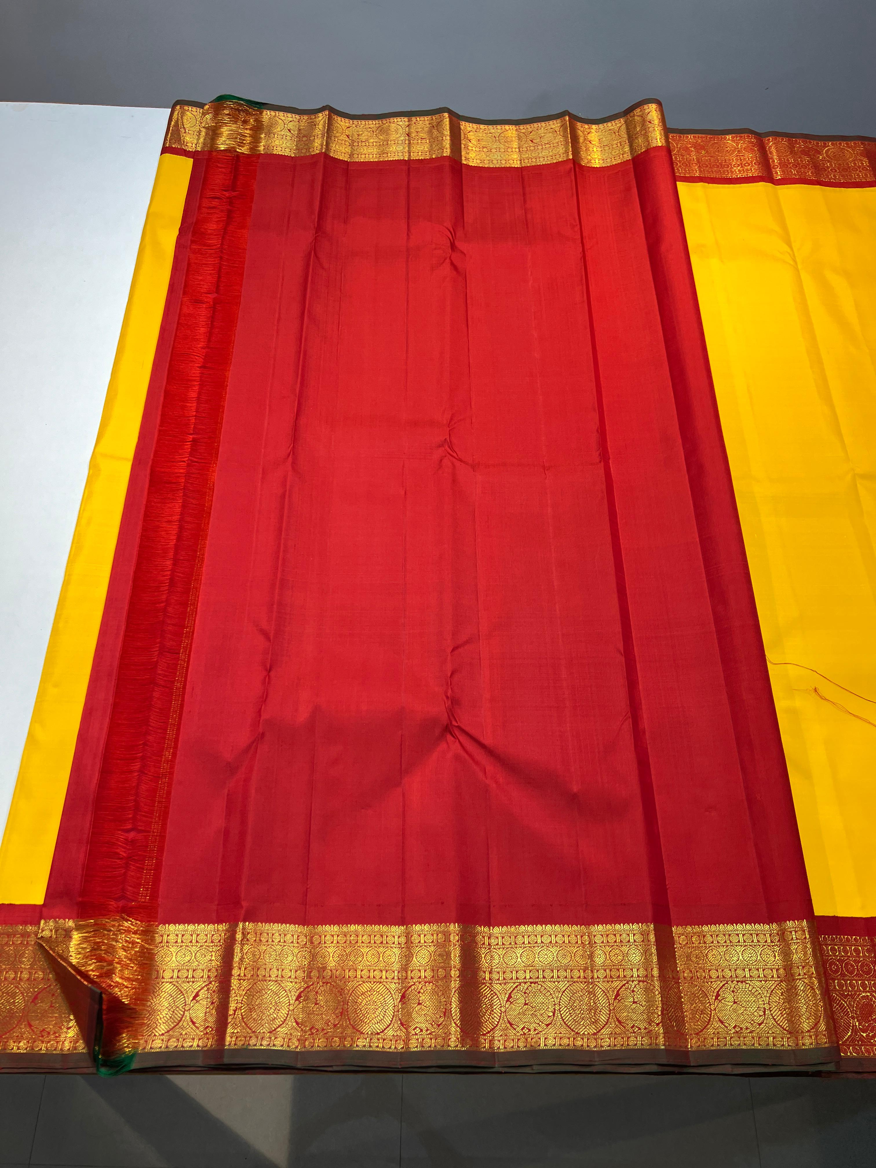 YELLOW/RED  KANCHI NSILK SAREE