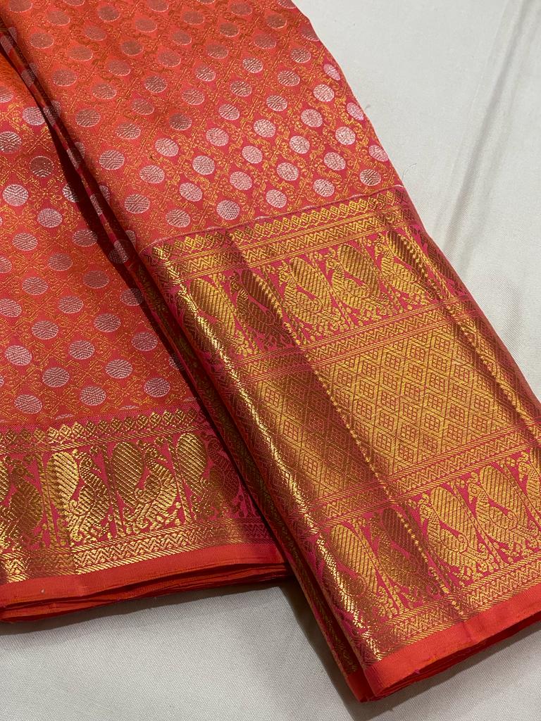 ORANGE/GOLDKANCHI SILK SAREE