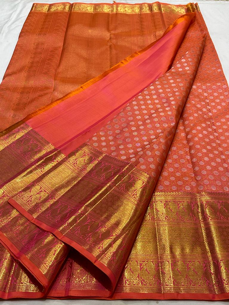 ORANGE/GOLDKANCHI SILK SAREE