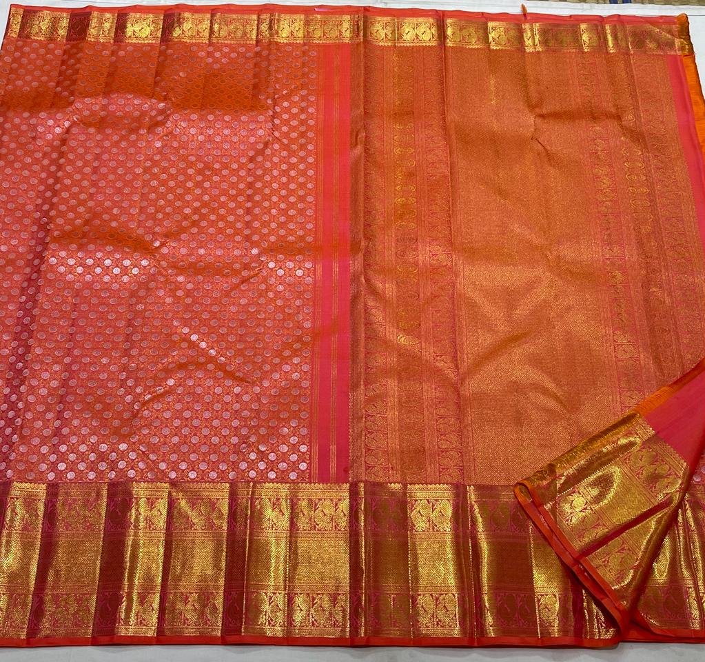 ORANGE/GOLDKANCHI SILK SAREE