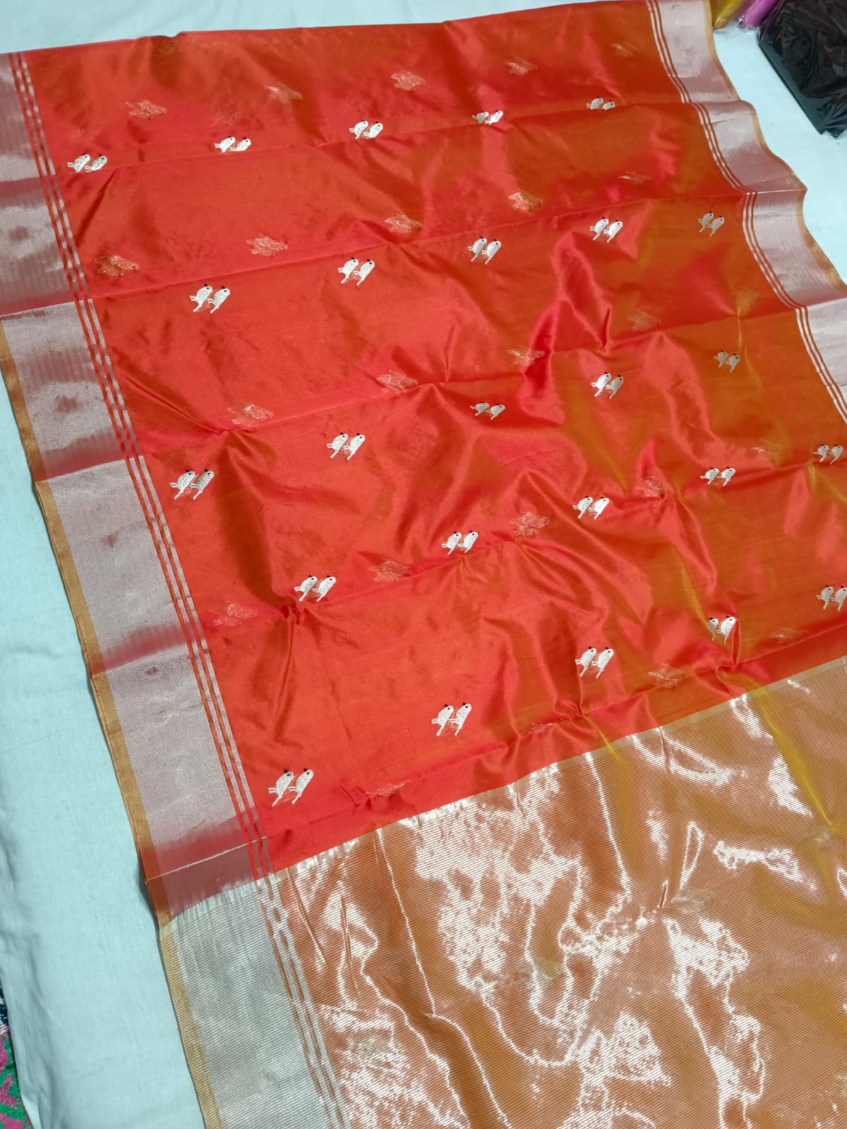ORANGE CHANDERI SAREE