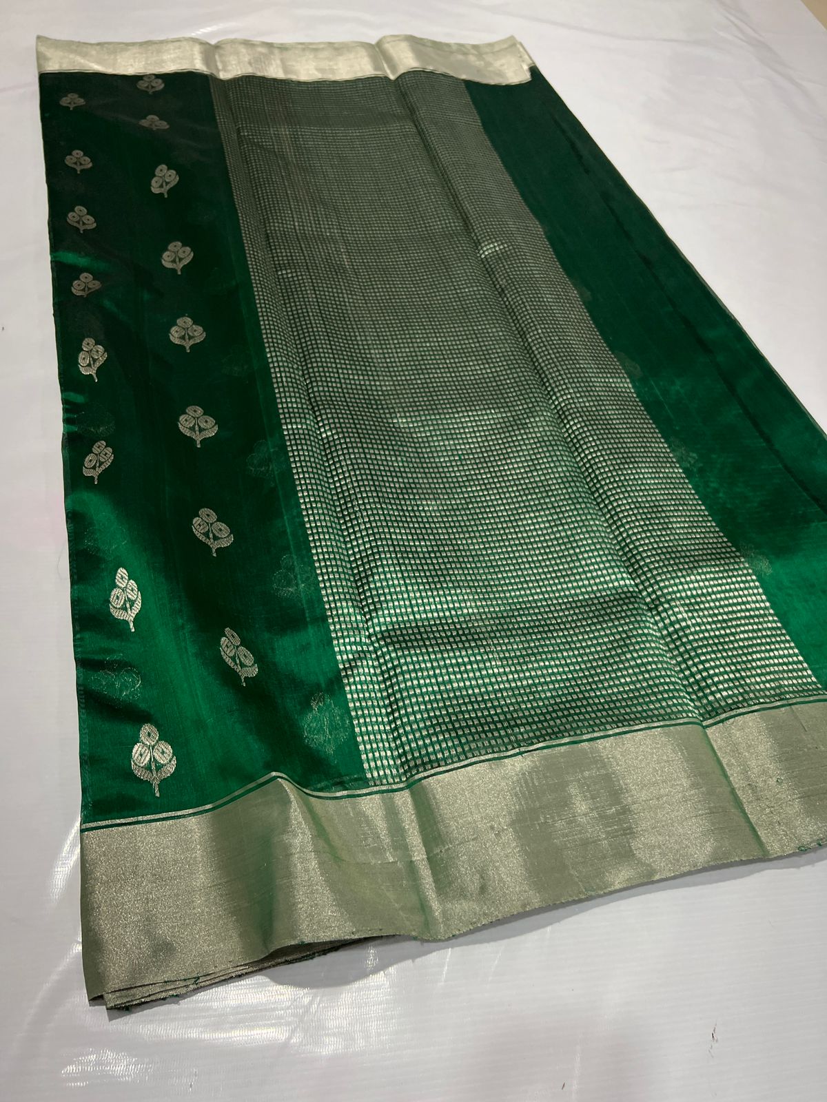 GREEN CHANDERI SAREE