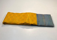 YELLOW COLOUR & PEACOCK BLUE BORDER KACHIPURAM SILK SAREE