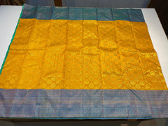 YELLOW COLOUR & PEACOCK BLUE BORDER KACHIPURAM SILK SAREE
