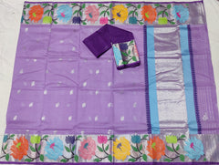 PURPLE & SILVER BORDER ZARI KOTA SAREE