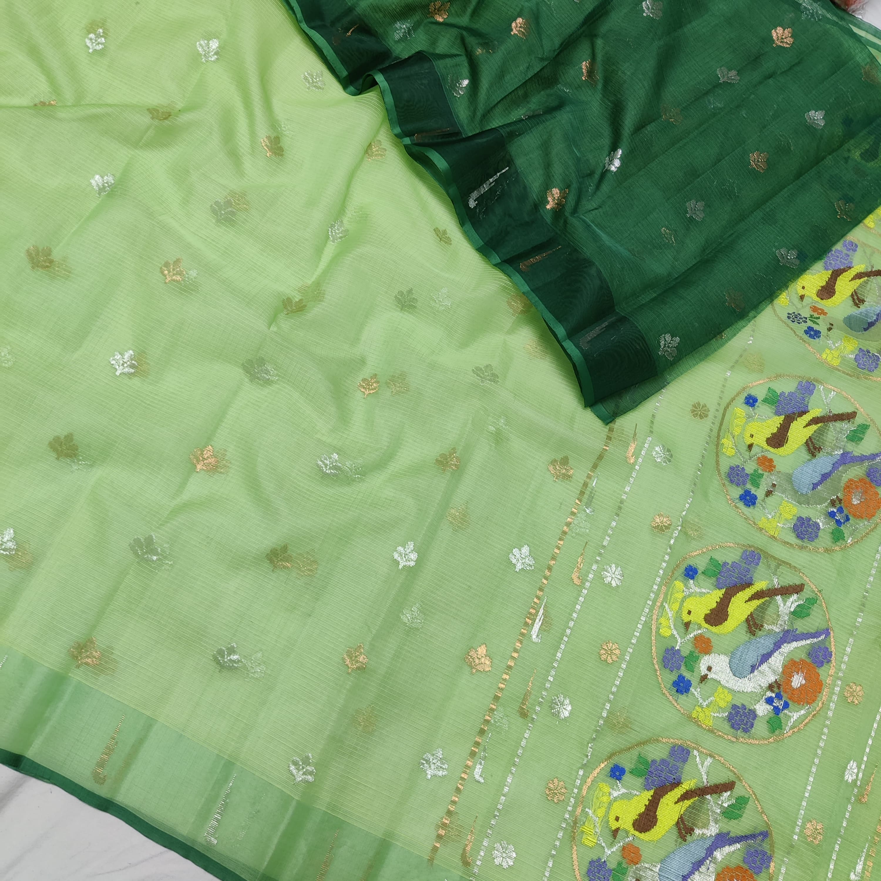 LITE GREEN COLOUR ZARI KOTA SAREE