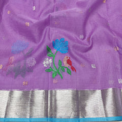 PURPLE COLOUR & SILVER/BLUE ZARI KOTA SAREE