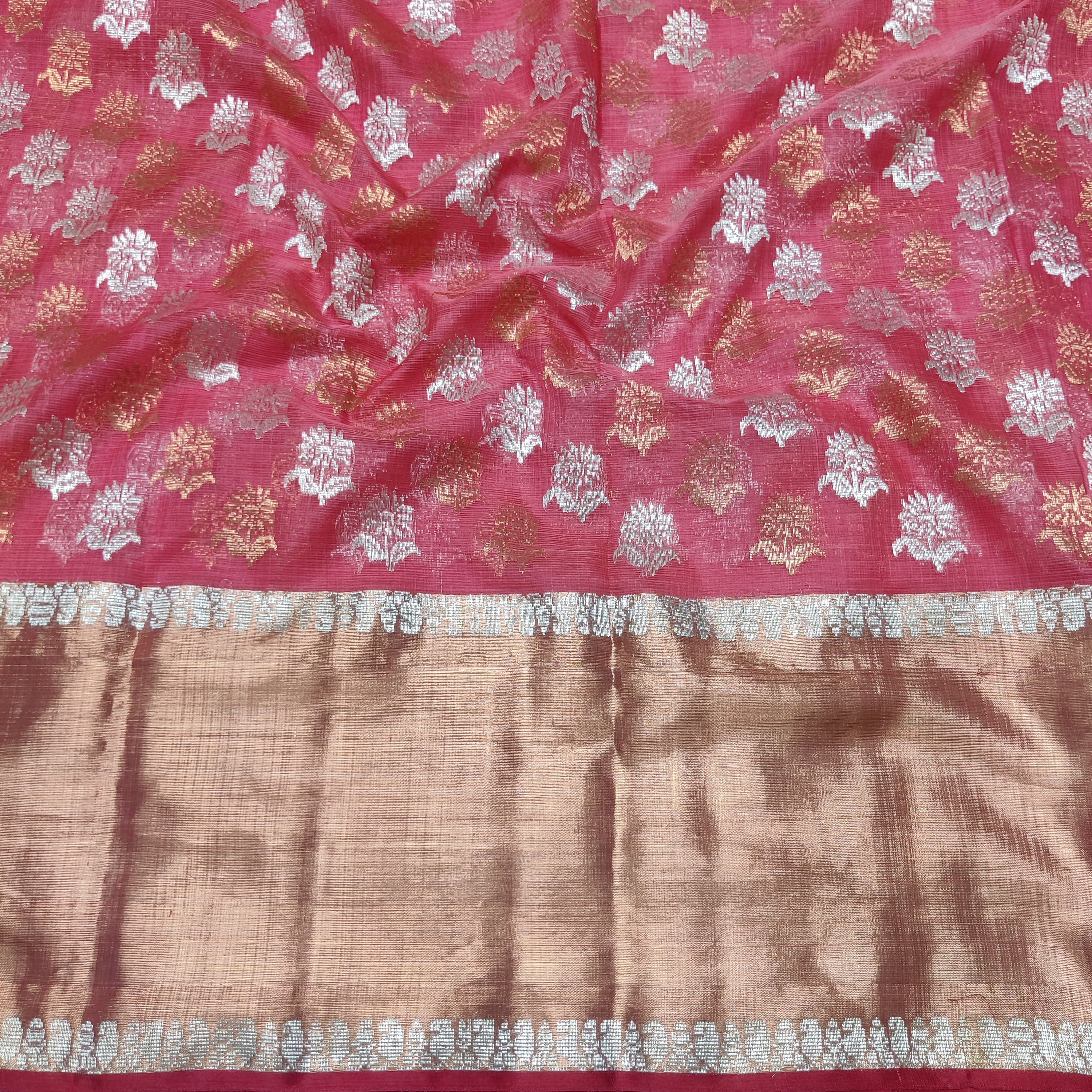 RED & GOLD COLOUR ZARI KOTA SILK SAREE