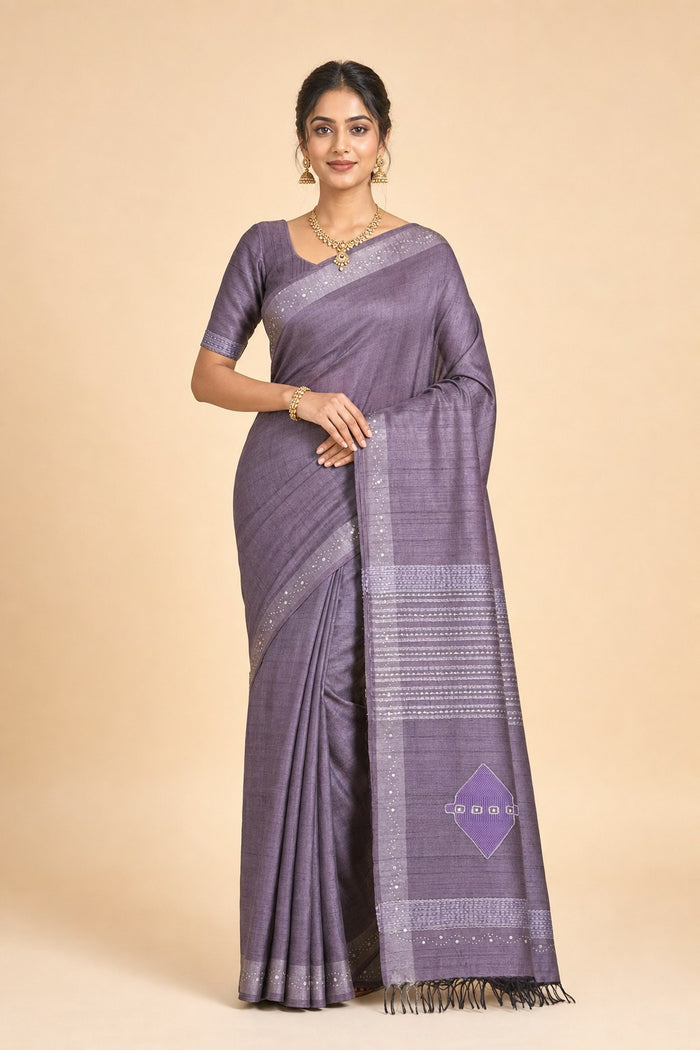 BROWN COLOUR SAREE - model front view